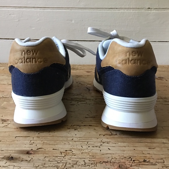 NWB New Balance Classic 574 Denim Leather Sneaker - Picture 5 of 8